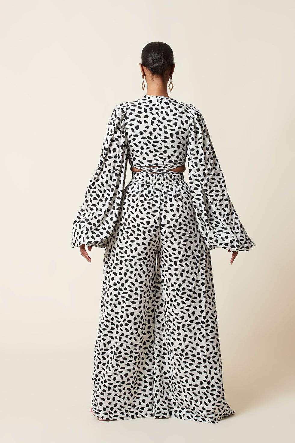 Long Sleeves Wide-Legged Pants Suit